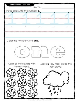 Number Practice SPRING Worksheets by Souly Natural Creations | TpT