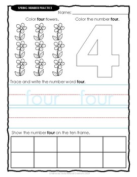 Number Practice SPRING Worksheets by Souly Natural Creations | TpT