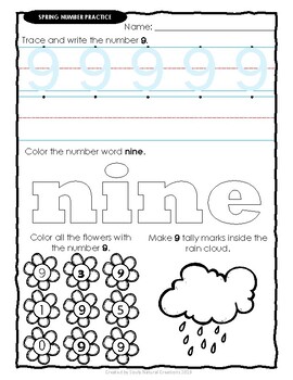 Number Practice SPRING Worksheets by Souly Natural Creations | TpT