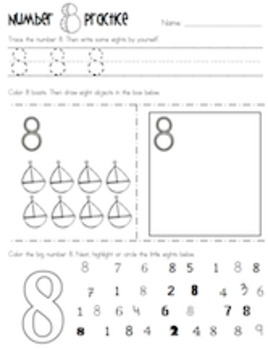 number practice sheets 0 20 by elementary education