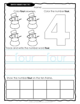 Number Practice WINTER Worksheets by Souly Natural Creations | TpT