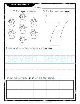 Number Practice WINTER Worksheets by Souly Natural Creations | TpT