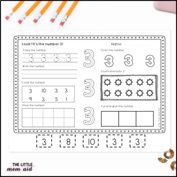 Number Practice Worksheets 0 - 10 by The Little Mom Aid | TpT