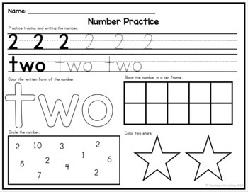 Number Practice Worksheets [1-10] by The Primary Pieces | TpT