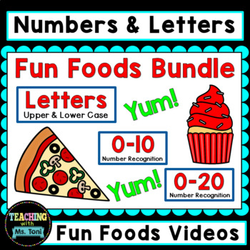 Preview of Number Practice and Letter Practice Video Bundle, Fun Foods
