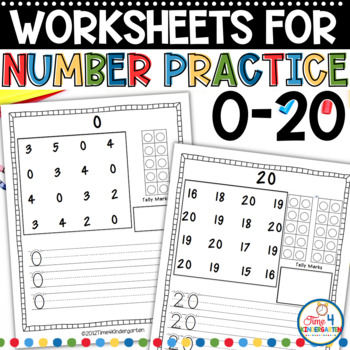 Number Practice Worksheets by Time 4 Kindergarten | TpT
