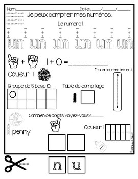 Preview of Number Practice from 1 to 10 in French