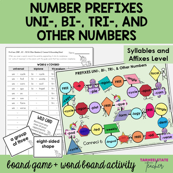 Preview of Number Prefixes UNI-, BI-, TRI- Syllables and Affixes Games and Activities