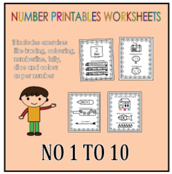 Preview of Number Printable Worksheets for Kindergartens 
