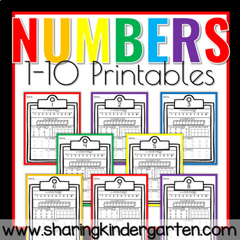 number printables 1 10 by sharing kindergarten tpt