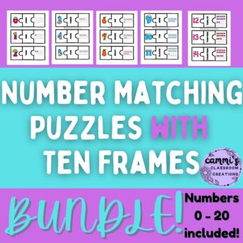 Preview of Number Puzzle with Ten Frames for 0-20 | Seasonal Bundle