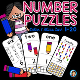 Number Puzzles (1-20) Back to School Pencils