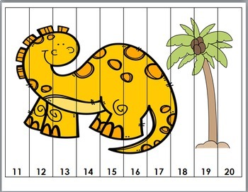 dinosaur math number puzzles 1 20 by marcia murphy tpt