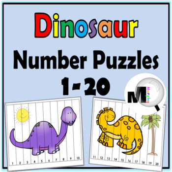 Preview of Dinosaur Math Number Order Puzzles 1-20