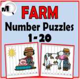 Farm Math Number Order Puzzles 1-20