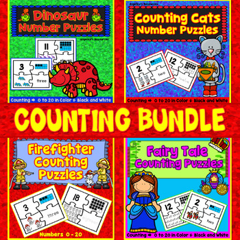 Preview of Number Puzzles Bundle | Counting to 20 Math Worksheets | Math Games