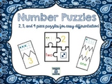 Number Puzzles--Match number, ten frame, word, and dice dots