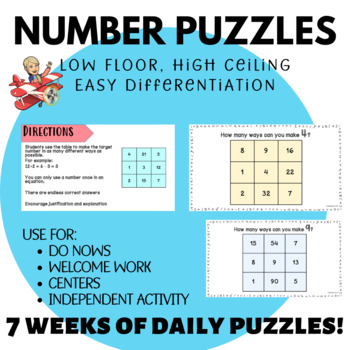 Preview of Number Puzzles - 35 Puzzles for Morning Work, Do Now's, Center Activities!
