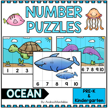 number puzzles ocean theme preschool by andrea marchildon tpt