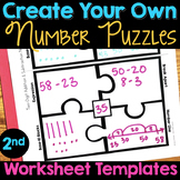 Number Puzzles TEMPLATE WORKSHEETS Second Grade - 2nd