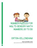 Number Puzzles for OG Multi-Sensory Math 20 to 50