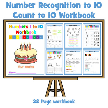 Preview of Number Recognition 1 - 10 / Counting to 10 - 32 Page workbook