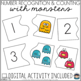 Number Recognition 1-20 Boom Cards and Print - Monsters Themed