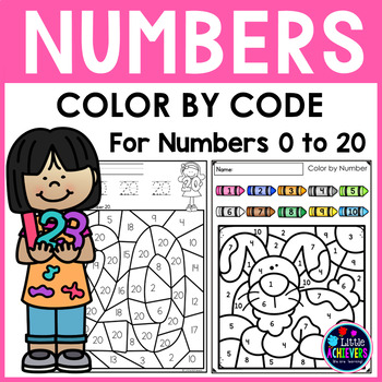 number recognition 1 20 color by numbers worksheets by little achievers