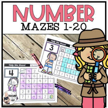 Number Recognition 1-20 - Number Maze Quests by A Teacher and her Cat