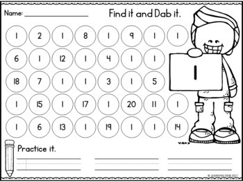 number recognition 1 20 distance learning packet for kindergarten