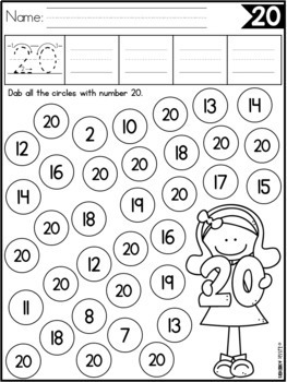 Number Recognition 1-20 - number sense worksheets by Little Achievers
