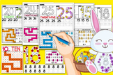 Bunny Number Recognition Activities 0-25, Number Mazes, Wr