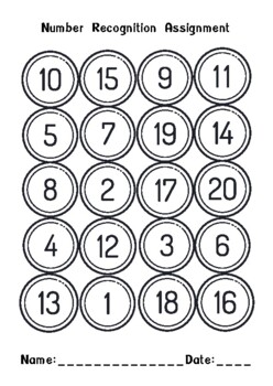 number recognition assessment 1 20 teaching resources tpt