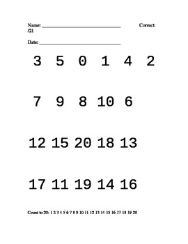 Number Recognition Assessment Sheet by Sheri Crowston | TpT