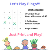 Number Recognition Bingo (0-10) Also Great for Practicing 