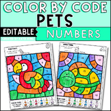 Number Recognition Editable Color by Code Worksheets | Pet