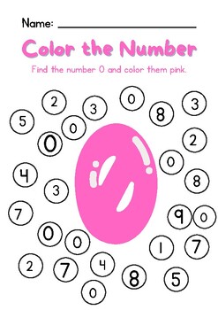 Preview of Number Recognition: Find and Color 0-9