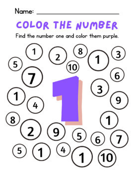 Number Recognition: Find and Color – Free! by Magical bonny Learner