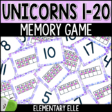 Counting 1-20 Memory Game | Unicorn Center Task Cards