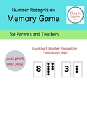 Number Recognition Memory Game for parents and teachers