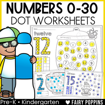 Preview of Number Recognition Worksheets 0 to 30 | Dot Marker, Bingo Dauber