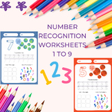 Number Recognition Worksheets 1 to 9