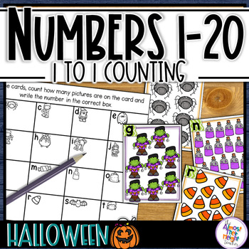 Preview of Counting and Number Recognition Task Cards - numbers to 10 & 20 - HALLOWEEN
