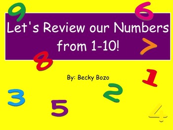 Preview of Number Review 1-10 Smart Board Lesson