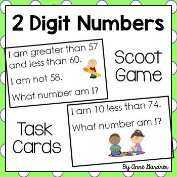 Preview of Two Digit Number Riddle Task Cards - Ideal for Scoot Games {RtI}