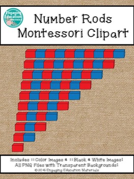 Preview of Number Rods Montessori Clipart