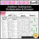 Number Search Math Games Bundle | Addition, Sub, Mult & Div | Math Fact Fluency