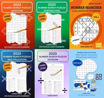 Preview of Number Search Puzzles(Addition, Subtraction, Multiplication, Division and Mixed)