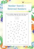 Number Search-Reversed Numbers (Visual Perception Worksheets)