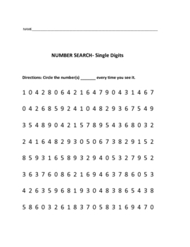 number searches visual scanning 3 pages by donna anderson tpt